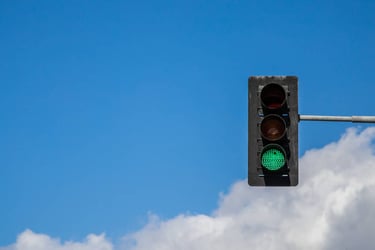 green light against blue sky